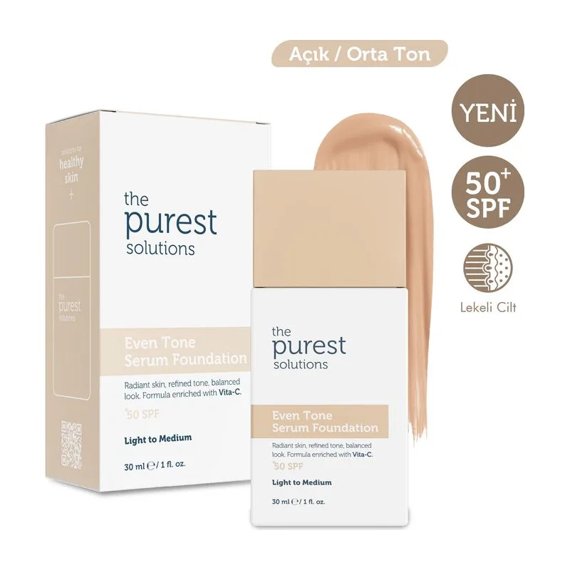 Cilt Tonu Eşitleyici & Leke Karşıtı Serum Fondöten SPF 50+, 30 ml | The Purest Solutions