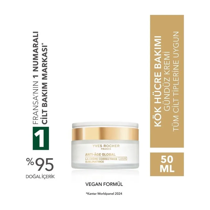 gündüz kremi-hyaluronik asit & pantenol-yaşlanma karşıtı bitki kök hücre bakım anti age global 50ml